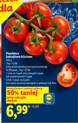 Pomidory koktajlowe kiściowe promocja w Lidl
