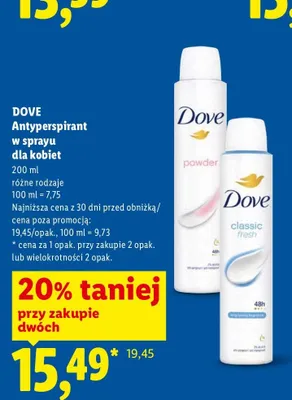 Antyperspirant w sprayu Dove Powder promocja w Lidl