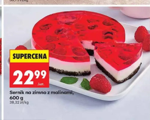 Sernik na zimno z malinami promocja w Biedronka