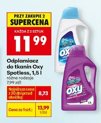 Odplamiacz do tkanin Oxy Spotless różne rodzaje promocja w Biedronka