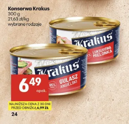 Konserwa Gulasz angielski Krakus promocja w Delikatesy Centrum