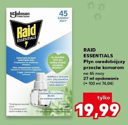 Płyn owadobójczy przeciw komarom na 45 nocy Raid Essentials promocja w Kaufland