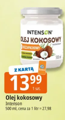 Olej kokosowy bezzapachowy rafinowany Intenson promocja w Leclerc