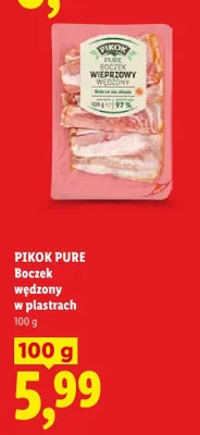 Boczek wędzony w plastrach Pikok Pure promocja w Lidl