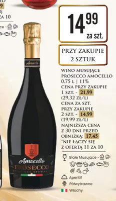 Wino musujące Prosecco Amocello promocja w Dino
