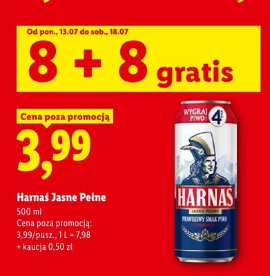 Piwo Harnaś Jasne Pełne 16-pak promocja w Lidl
