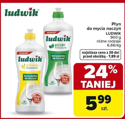 Płyn do mycia naczyń Ludwik 900g różne rodzaje promocja w Carrefour