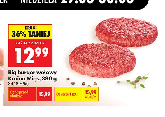 Big burger wołowy Kraina Mięs promocja w Biedronka