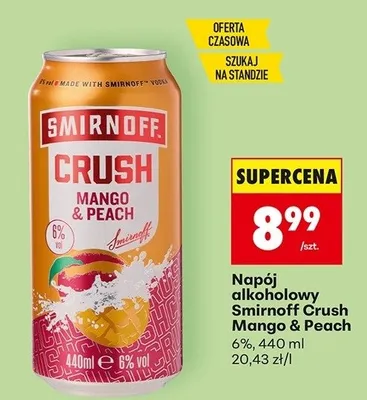 Napój alkoholowy Smirnoff Crush Mango & Peach 6% promocja w Biedronka
