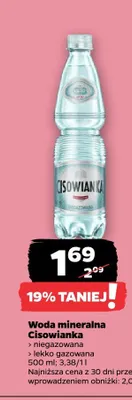 Woda mineralna Cisowianka lekko gazowana promocja w Netto