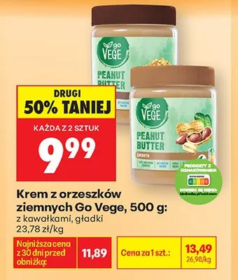 Krem z orzeszków ziemnych Go Vege gładki promocja w Biedronka
