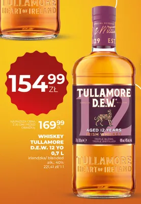 Whiskey Tullamore D.E.W. 12 YO promocja w Duży Ben
