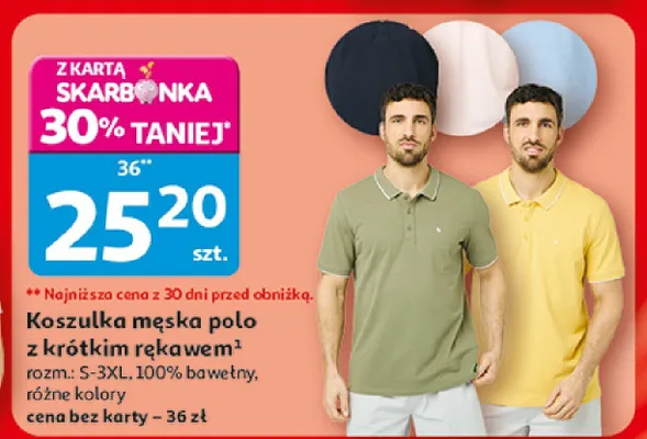 Koszulka męska polo z krótkim rękawem Inextenso promocja w Auchan