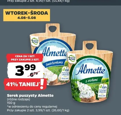 Serek puszysty Almette śmietankowy promocja w Netto