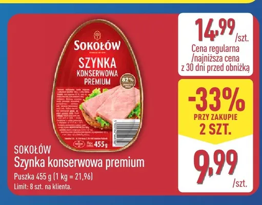 Szynka konserwowa premium Sokołów promocja w Aldi