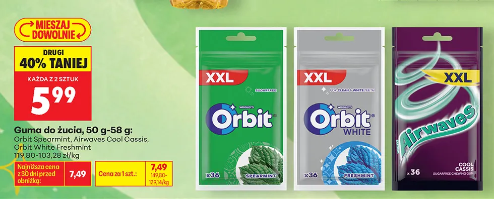 Guma do żucia Orbit White Freshmint promocja w Biedronka