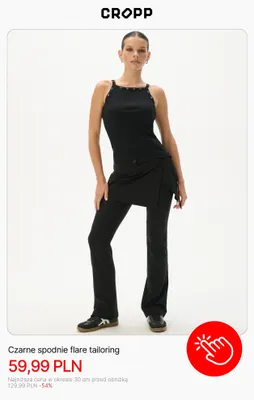Czarne spodnie flare tailoring Cropp promocja w Cropp