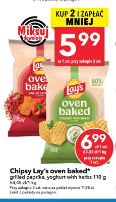 Chipsy Lay's Oven Baked grilled paprika promocja w LEWIATAN