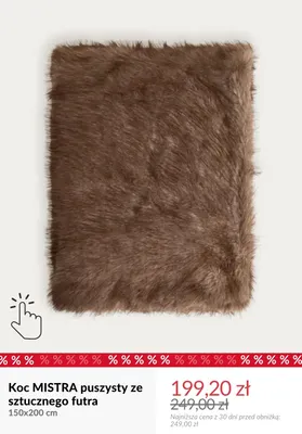 Koc Mistra puszysty ze sztucznego futra 150x200 cm promocja w Homla