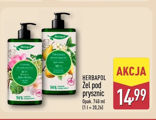 Żel pod prysznic Róża Wanilia Bergamotka Herbapol promocja w Aldi