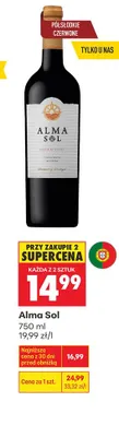Wino czerwone półsłodkie Alma Sol promocja w Biedronka