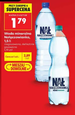 Woda mineralna gazowana delikatnie Nałęczowianka promocja w Biedronka