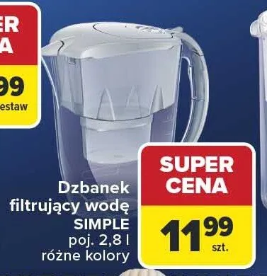 Dzbanek filtrujący wodę AQUAPHOR SIMPLE poj. 2,8l promocja w Carrefour