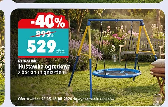 Huśtawka ogrodowa EXTRALINK z bocianim gniazdem promocja w Biedronka