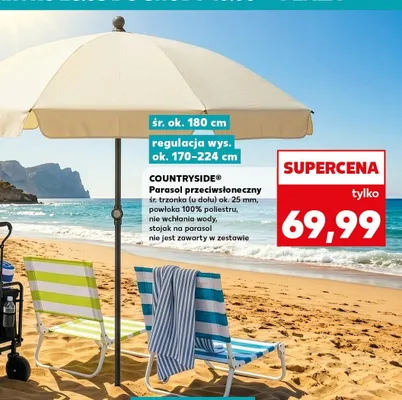 Parasol przeciwsłoneczny COUNTRYSIDE śr. ok. 180cm regulacja wys. ok. 170-224cm promocja w Kaufland