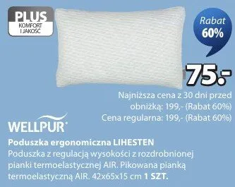 Poduszka ergonomiczna Lihesten z regulacją wysokości z rozdrobinonej pianki termoelastycznej AIR 42x65x15cm promocja w Jysk