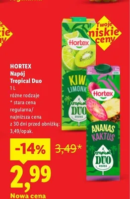 Napój Hortex Tropical Duo Ananas Kaktus promocja w Lidl