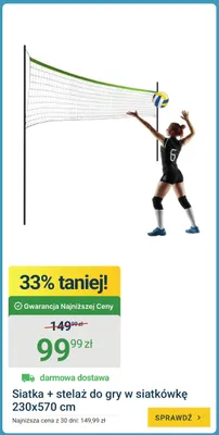 Siatka i stelaż do gry w siatkówkę 230x570cm promocja w ERLI