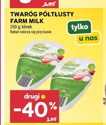 Twaróg półtłusty Farm Milk promocja w Stokrotka