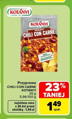 Przyprawa chili con carne Kotányi promocja w Carrefour