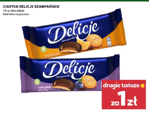 Ciastka Delicje Szampańskie o smaku jagodowym promocja w Stokrotka