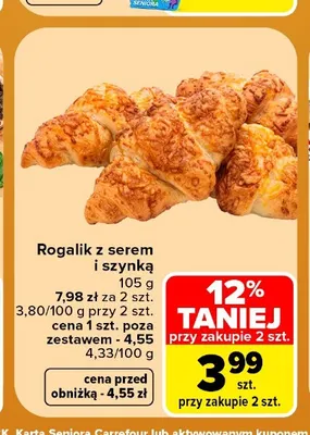 Rogalik z serem i szynką promocja w Carrefour Market