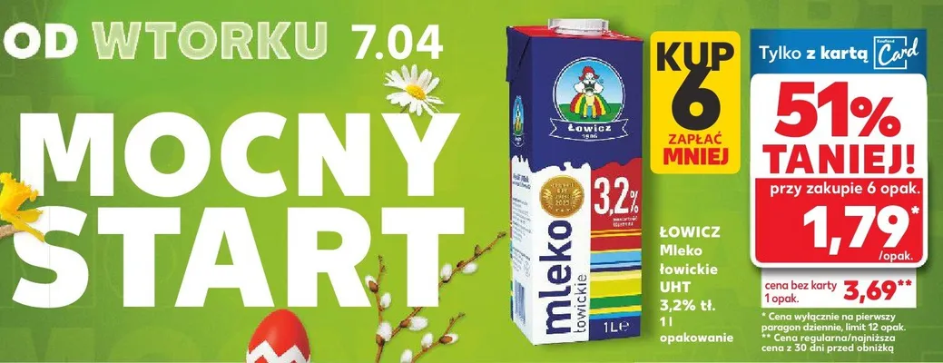 Mleko łowickie UHT 3,2% tł. promocja w Kaufland