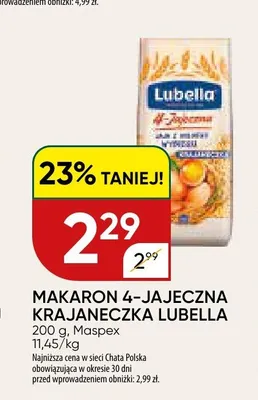 Makaron 4-jajeczna krajaneczka Lubella promocja w Chata Polska