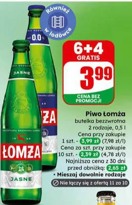 Piwo butelka bezwrotna 2 rodzaje promocja w Dino