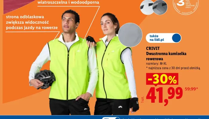 Dwustronna kamizelka rowerowa Crivit promocja w Lidl