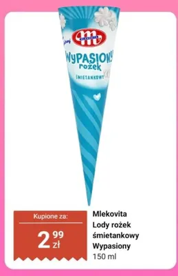 Lody rożek śmietankowy Wypasiony Mlekovita promocja w Dino