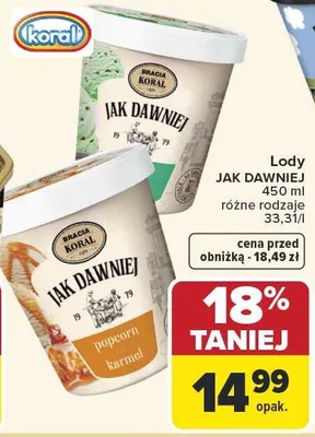 Lody różne rodzaje promocja w Carrefour