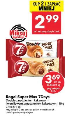 Rogal Super Max 7Days Double z nadzieniem kakaowym i waniliowym promocja w LEWIATAN