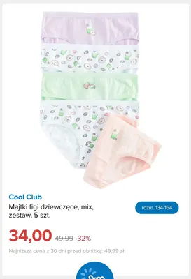 Majtki figi dziewczęce zestaw 5-pak Cool Club promocja w Smyk