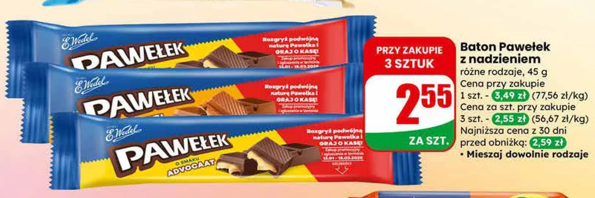 Baton z nadzieniem różne rodzaje promocja w Dino