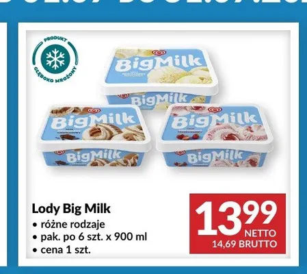 Lody Big Milk śmietankowe promocja w Makro
