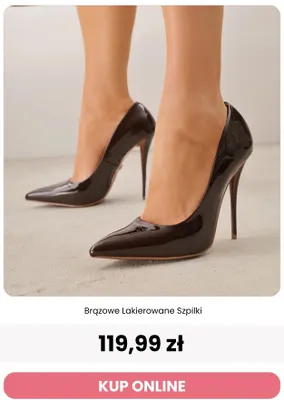 Brązowe lakierowane szpilki Reneé promocja w Renee