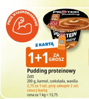 Pudding proteinowy Zott karmel promocja w Leclerc
