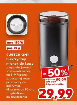 Elektryczny młynek do kawy SWITCH ON moc 180W poj. 70g promocja w Kaufland