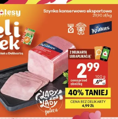 Szynka konserwowa eksportowa Krakus promocja w Delikatesy Centrum